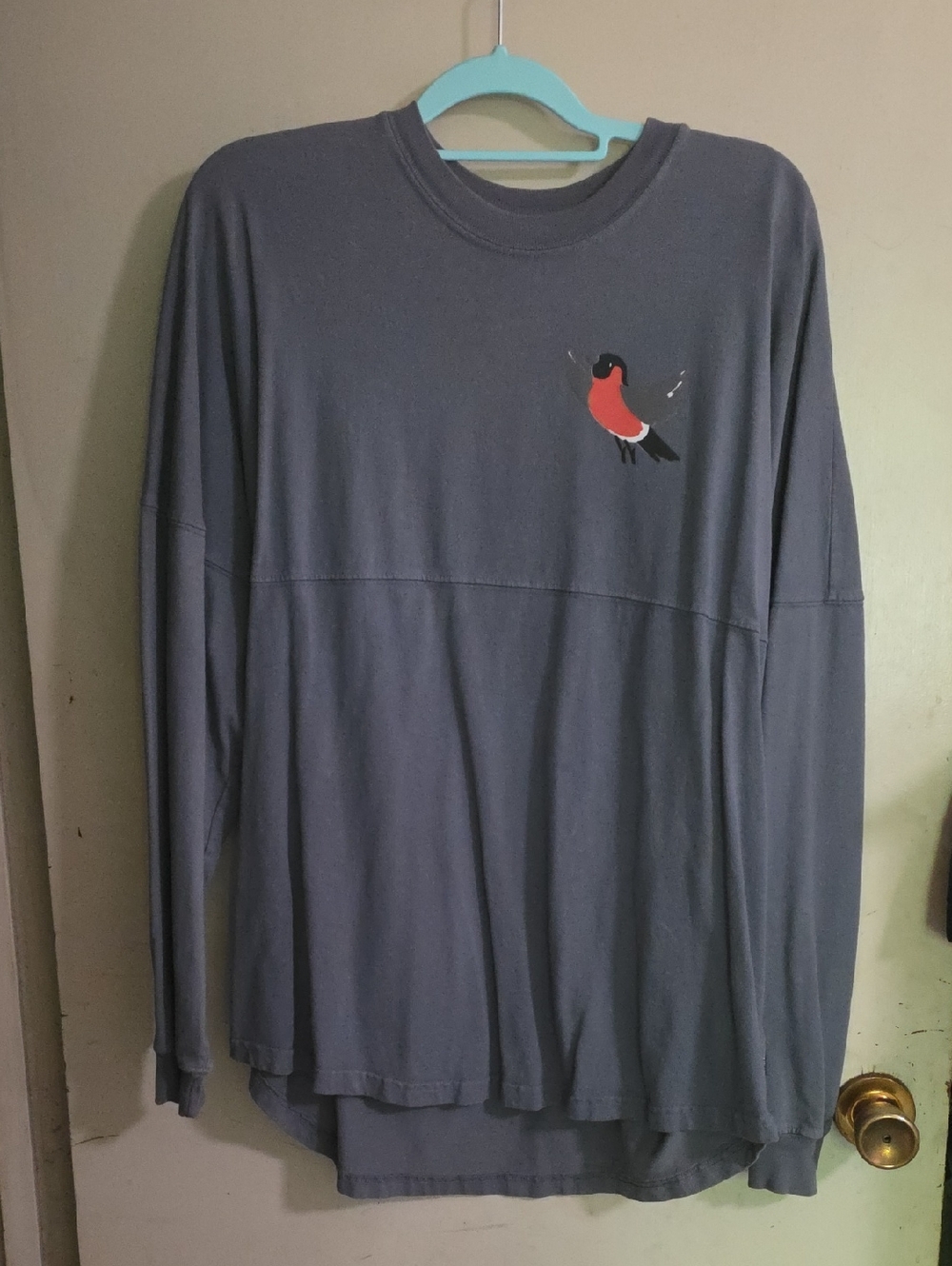 Lug Spirit Jersey Gray Long Sleeve Tee with Small Red Accent